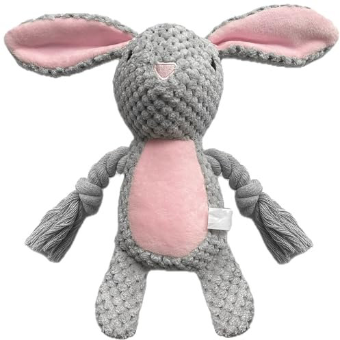 YUREMEEY Giochi con Squeak per Cani, Giocattoli da Masticare per Cuccioli, Peluche Resistenti, Interattivi, Adatti a Cani di Piccola e Media Taglia, Coniglio