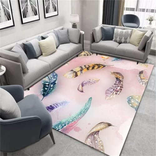 Kunsen Chambre Design Motif de Fleurs Tapis Circuit Voiture Couleur Rose Tapis de cheminée Tapis pour enfant140X200CM