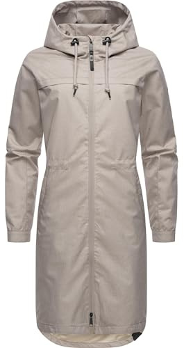 Ragwear Damen wasserdichte Übergangsjacke leichte Jacke lang mit Kapuze Belinka XS-6XL