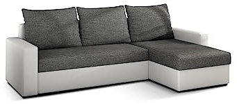 All4All Ecksofa Roma mit Bettfunkcion,Möbel, L-Form, Couch mit Bettkasten,Schlafsofa mit Ottomane, Sofaeck Modern,Polstersofa,Klein, Bilig,Folding,Sofa Bed,Cord, 23 (Sawana05+Soft17)