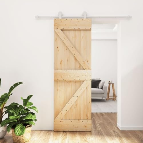 BLASE Porta Scorrevole Con Set Hardware, Esterno e Interno, Del Granaio, in Legno, per Letto, Cucina, Fienile, Garage, Bianco 70x210 cm Tipo 1