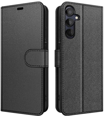 New&Teck Custodia per Samsung Galaxy A15 4G/5G Custodia a Portafoglio in Pelle Multifunzionale con Chiusura Magnetica Anti-Shock (Nero)