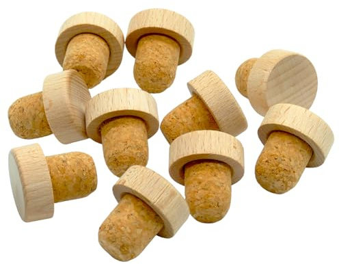 10 x Griffkorken mit Kopf aus Holz - Flaschenkorken, Korkstopfen, Fasskorken