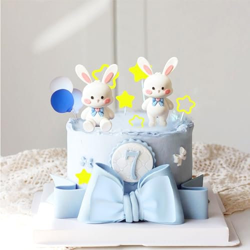 JeVenis Kaninchen Geburtstagskuchen Kaninchen Geburtstagstorte Erdbeer Tortenaufleger Hase Tortenaufleger Tortendekoration Partybedarf Gefälligkeiten Hase Geburtstagstorte Dekoration