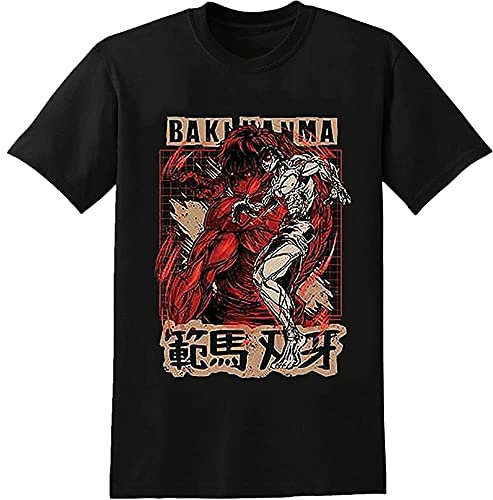 Baki T Shirt Hanma Baki Casual Fashion Print Short Sleeve Top for Unisex Black