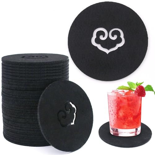 30 Stück Rund Filz Untersetzer, Filzuntersetzer Rund, Glasuntersetzer Filz, Rutschfester Hitzebeständiger Waschbarer Glasuntersetzer, Filzuntersetzer, Getränke-untersetzer Getränke, Bar, Tassen, Glas