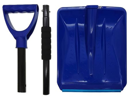 Pala da neve – Pala da neve rinforzata con manico in legno, pala da neve portatile per balconi | Pala da neve invernale in plastica con guarnizione in metallo con manico ergonomico