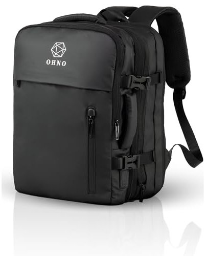 O H N O - Zaino da Viaggio Ryanair Espandibile Impermeabile e Antifurto - Zaino da Viaggio Aereo Bagaglio a Mano con Porta Usb e Scomparto PC - Zaini per Aereo, Lavoro e Università