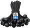 Paquete de 50 tensores para toldos con bola – Pulpos elásticos y cuerda elástica negra para lonas, tiendas y tarps. Incluye tensores para lona piscina y bucles de cuerda elástica con bola de plástico.