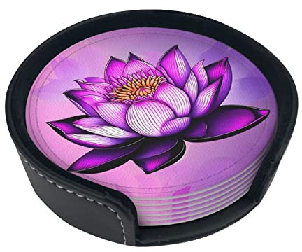 Lot de 6 dessous de verre en forme de lotus violet pour la décoration de la maison, et adaptés à tous les types de tasses.