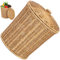 Ymxygz Panier en Osier avec Couvercle, Panier De Rangement Rond en Rotin, Poubelle Tissée, Panier À Linge pour Chambre À Coucher, Salon, Bureau