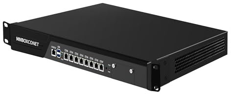 MNBOXCONET 1U Rackmount Server 19'' Firewall Router Appliance i7-7700, 8 x i226V Gigabit Ethernet Console OPNsense, VPN, Network Appliance, VGA, USB 3.0, GPIO, DDR4 8GB RAM 64GB SSD
