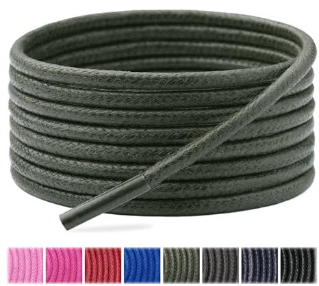 Handshop 3 Pares de Cordones para Zapatos de Vestir para Hombre, Cordones de Repuesto para Zapatos de Vestir, Cordones Encerados Redondos para Zapatos Oxford de Mujer y Chukka (Verde Oscuro, 160cm)