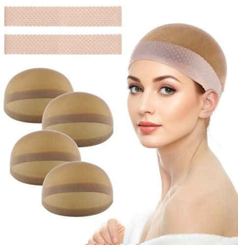 6 Stück Wig Cap Silikon Perückenband Set Perücken Haarnetz Rutschfestes Elastisches Wig Band Wiederverwendbar Nahtlos Perückenkappe Perückennetz Perücken Zubehör
