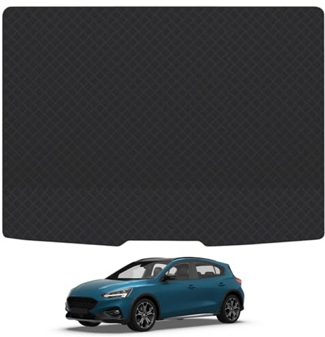 Rubber Boot Liner Compatible With Ford Focus (2018+) Tailored Fit Heavy-Duty Standard 3mm Rubber Protector Boot Mat Anti-Slip Durable Waterproof Custom Fit Dog Friendly