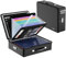 Tamfile Fireproof Document Box, Hard-Shell Water Resistant Safe Box with Fireproof Zipper & Lock, Portable File Storage Organiser Box for Important Documents, Laptop, Passports and Valuables, Black