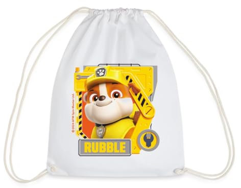Spreadshirt Paw Patrol Rubble Charakterdesign Turnbeutel, One size, Weiß