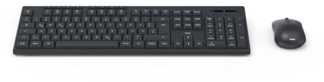 Hama Tastatur Maus Set kabellos (Funktastatur mit Maus, mit Batterie, ergonomisches Tippgefühl, leise Tasten, USB Empfänger, Maus mit DPI Schalter, Multimedia Tasten, deutsches QWERTZ-Layout) schwarz