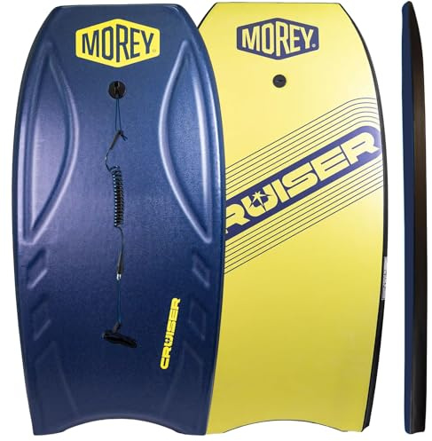 Morey Tabla de Bodyboard Cruiser de 108 cm de Alto Rendimiento para Todos los Niveles de dificultad, núcleo de Phuzion, Correa de Bobina, HDPE, Contorno de Cubierta, Cola de Media Luna