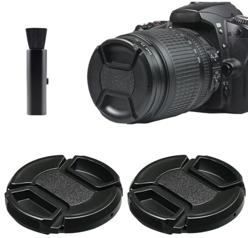 Tapa Objetivo Universal Compatible para Cámaras con Lente de 58mm, 2 tapas Tapa para Lente de cámara, Cobertura Universal para cámara, Tapa Protectora Lente, viene con 1 cepillo para lente