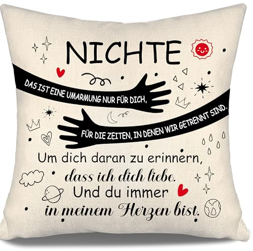 Meine Nichte das ist eine Umarmung nur für dich für die Zeiten in denen wir getrennt sind Kissenbezug für Nichte von Tante Onkel Umarmung Geschenk für Nichte Geburtstag Weihnachten Geschenk(Nichte-a)