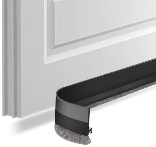 Guarnizione per porta, autoadesiva, con spazzola per porta, guarnizione a spazzola, guarnizione per porta della stanza, paraspifferi (nero, 3 cm)