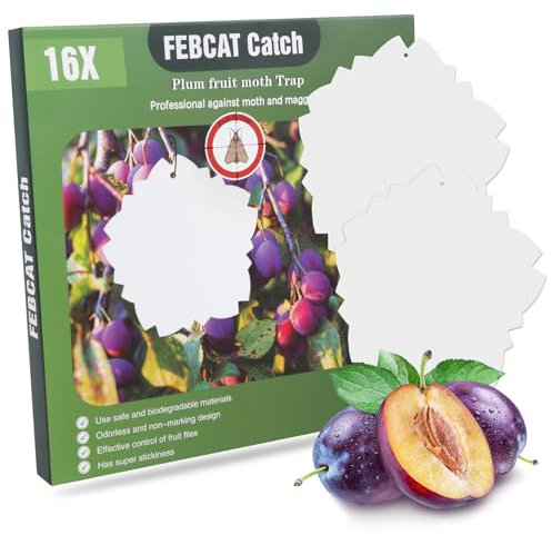 16 Stück Abbaubare Pflaumenwicklerfalle(20 * 20cm), Pflaumenmadenfalle mit Bindedrähte,Mottenfalle für Obstbäume, Natürlicher Pflaumenmotten Falle, Insektenfänger für Pflaumenwickler MEHRWEG