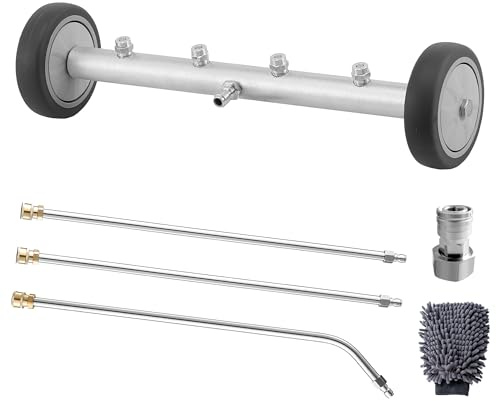 M MINGLE Undercarriage Pressure Washer Attachment, 16 Inch Powerful Under Car Washer with 3 Pcs Extension Wand and Car Wash Mitt, 4000 PSI