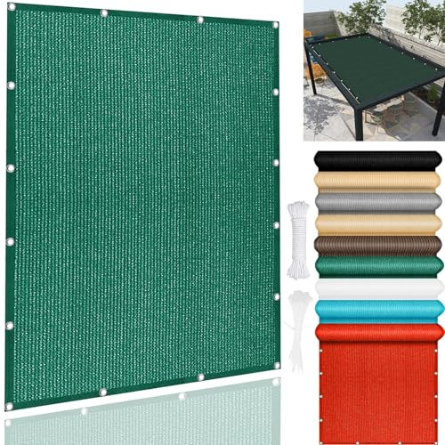 Großes rechteckiges Sonnensegel, 3 x 6 m, mit 95 % UV-Block, atmungsaktives HDPE-Polyestergewebe, ideal für Garten, Terrasse, Carport, Terrasse, Dunkelgrün