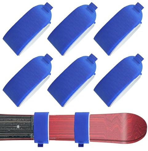 6 x Ski-Befestigungsriemen, verstellbare Ski-Wickelbänder, Ski-Gurt-Verschlüsse, Band zum Tragen von Skiausrüstung, einfach zu verwenden