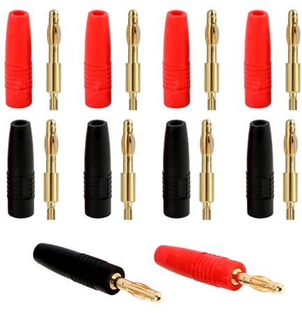 10 pezzi Connettori a Banana da 4 mm, Placcati in Oro, 32A, Adatti per Test Elettrici e Progetti DIY, Compatibili con Multimetri e Cavi di Altoparlanti