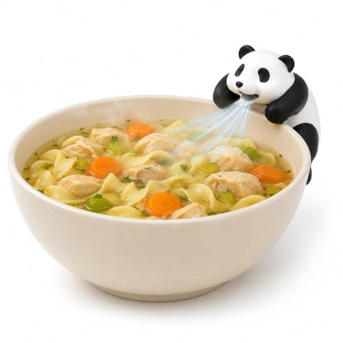 Mini Food Cooling Fan, USB Rechargeable Beverage Cooler for Coffee Tea Milk, 3-5 Min Fast Cooling Portable Mug Chiller, Cute Panda Desk Accessory for Home Office Kitchen