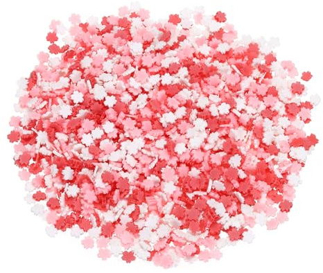 QUARKZMAN Fiori di Ciliegio Finti, 9 Confezioni di Fette di Argilla Polimerica per Nail Art DIY Artigianato Custodie per Telefono Riempitivo per Card Shaker, Bianco/Rosa/Rosso