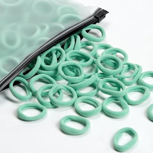 100 Stück Baby-Haargummis, Baumwoll-Haargummis für Mädchen und Kinder, mehrfarbige kleine nahtlose Haarbänder Elastische Pferdeschwanz-Halter Kinder Kleinkind Haargummi Kinder-Haargummi (Hellgrün)