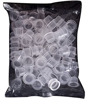 Gobelets de tatouage jetables, 100 pièces, fournitures de tatouage, bouchons d'encre pigmentée en plastique, petits bouchons pigmentés