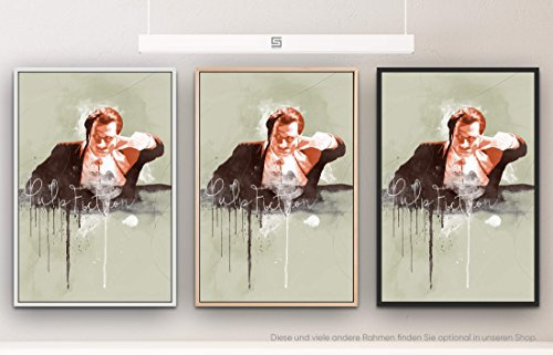 Paul Sinus Art Pulp Fiction John Travolta 90x60cm Splash Art Wandbild auf Leinwand mit Schattenfugenrahmen in schwarz