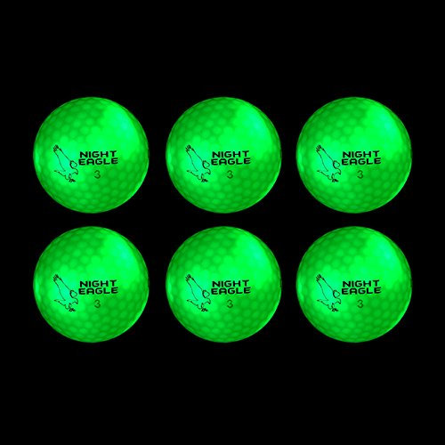 Night Eagle 6 LED Golfbälle Light-Up - Nachtgolf leuchten Rot Blau Grün Pink Weiß Fun Sport Lustig Golf Geschenk Bunt (Grün)