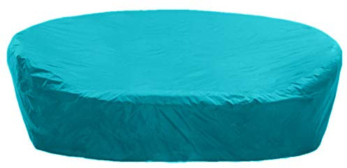 Kaufpirat Premium Abdeckplane Sonneninsel Rund Ø 180x85 cm Holzbank Gartenmöbel Gartentisch Hülle Abdeckung Haube Schutzhülle Abdeckhaube 900 D, 500 g/m², 6.000 mm Wasserbeständigkeit Türkis