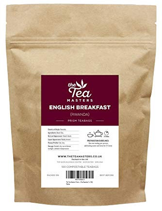 The Tea Masters Prism Tea Bags - Rwanda English Breakfast Teabags - (1 x 100)