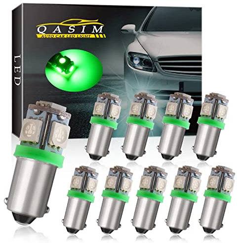 QasimLed vert 12V BA9S LED 5050 5SMD T4W 60LM voiture intérieur d'angle Dome Carte RV Licence Eclaireurs de plaque (pack de 10)