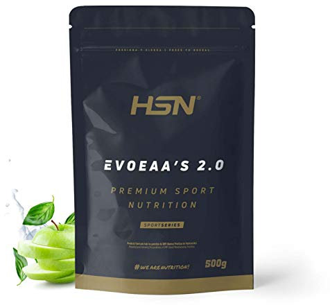HSN Aminoácidos Esenciales en Polvo Evoeaa's | Sabor Manzana 500 g = 37 Tomas por Envase | Leucina, Isoleucina, Valina, Lisina, Metionina, Treonina, Triptófano, Histidina, Fenilalanina