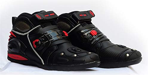 FULUOYIN Kurze Motorradstiefel Motorrad Schuhe Herren Sneaker Wasserabweisend Schnalle 40-45