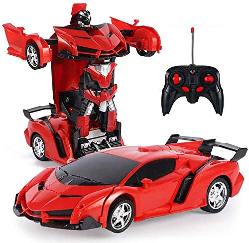 Déformation Voiture Robot Jouet, 2 en 1 Transformers RC Robot Car Télécommande Voiture Jouet, 1/18 RC Voiture à déformation avec télécommande Jouet Cadeau pour Enfants (B)
