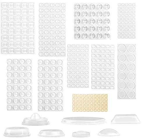 Vicloon Lagrimas Silicona,389PCS Topes Elásticos Transparentes,Almohadilla Autoadhesiva,Amortiguadores Adhesivos para Pared Armario,Tope Protector Adhesivo para Puerta