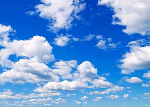 CORFOTO Fabric 7x5ft Sky Backdrop Theme Photography Transparent White Clouds Sunny Blue Sky with Clouds Photo Background for Newborn Baptism Baby Shower Kids Birthday Party Wedding Prom Banner