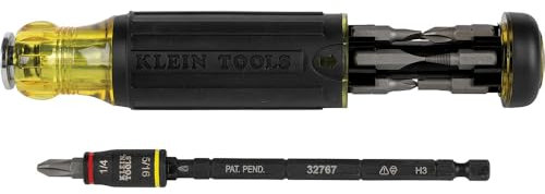 Klein Tools 32304 Tournevis réglable 14 en 1 avec douille rabattable, tourne-écrous et embouts CVC, résistant aux chocs