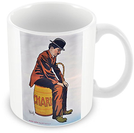 Keramik-Kaffeetasse, 325 ml, Charlie Chaplin, Retro-Stern, Kino-Poster, Vintage 1930