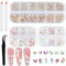 Nail Gems 1560pcs, Tikplus 18 Styles Flat Back Nail Rhinestones with Pick Up Tweezer and Picker Dotting Pen, AB Nail Crystals and Gemstones, Stick On Gems for Nail Art Craft, Face, Teeth