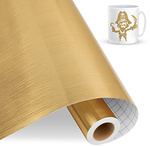 IModeur Rouleau de vinyle permanent métallique - 30,5 cm x 4,58 m - Or brossé - Pour Cricut - Pour cadeaux de bricolage, fête d'anniversaire, décoration de Noël