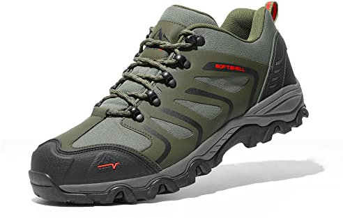 NORTIV 8 Herren Wanderschuhe Trekkingschuhe Outdoorschuhe Wasserdicht Hiking Shoes Kletterschuhe Bergsteigen Klettern Wandern Schuhe Armee/GRÜN/SCHWARZ/ORANGE 160448_Low-E Größe 42 (EUR)